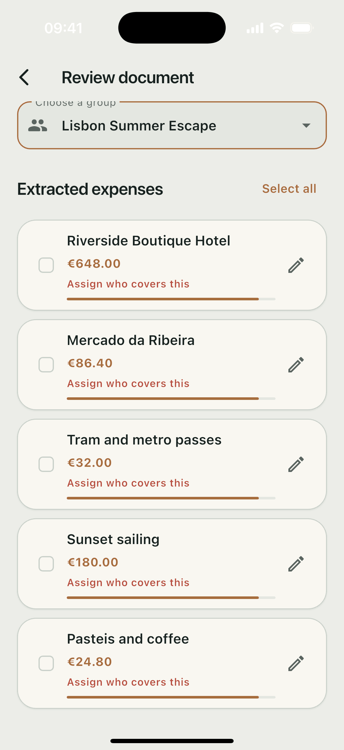 SettleDrop receipt and card statement review screen