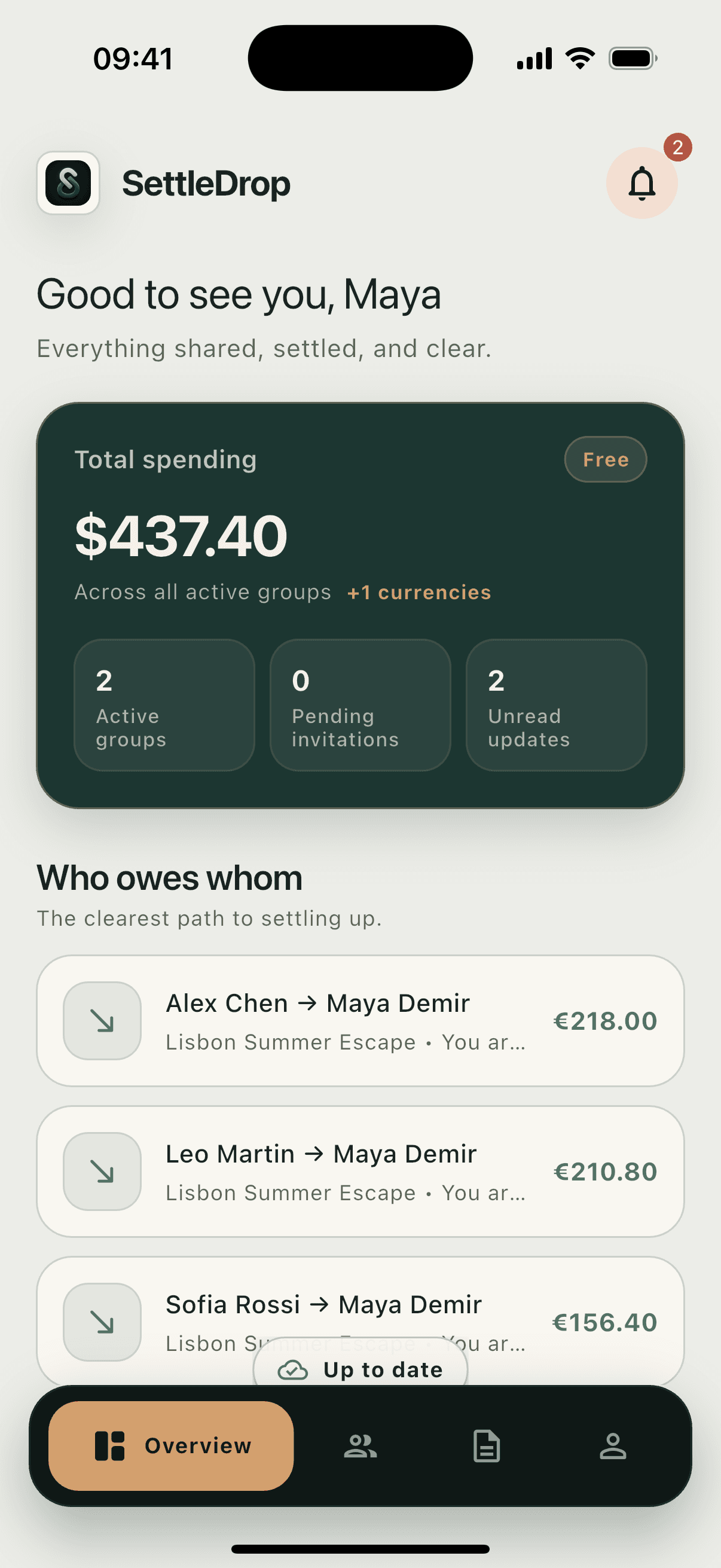 SettleDrop shared expense app overview
